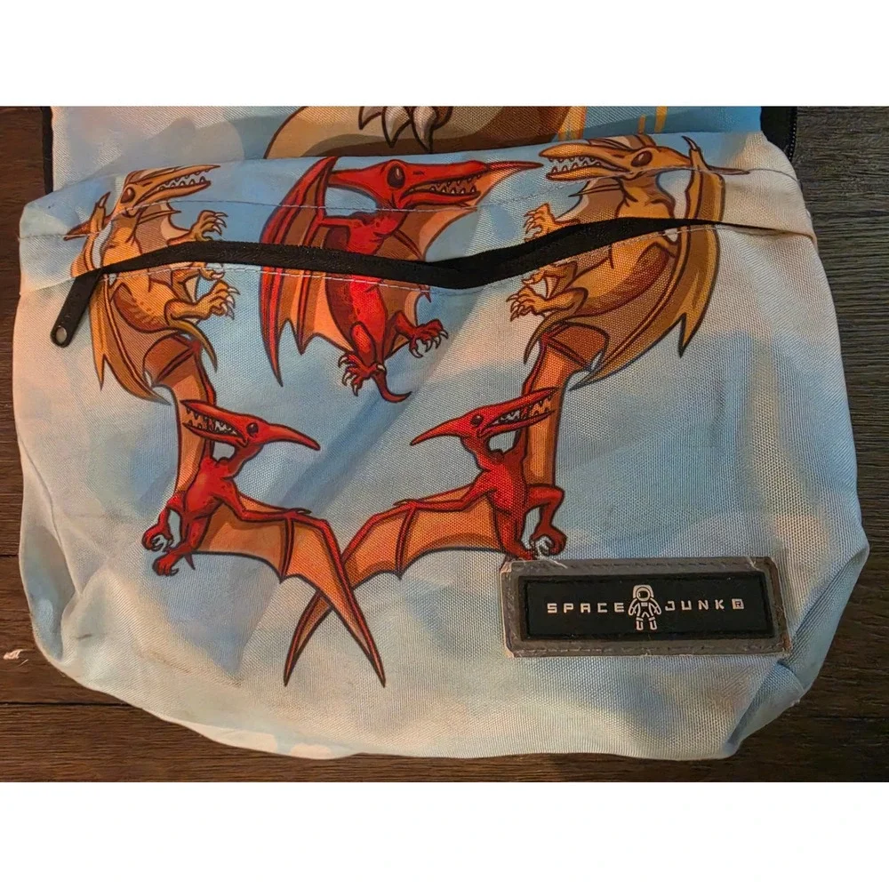 Space Junk Jetpack T-Rex Dinosaur Backpack Blue Pterodactyl School Bag